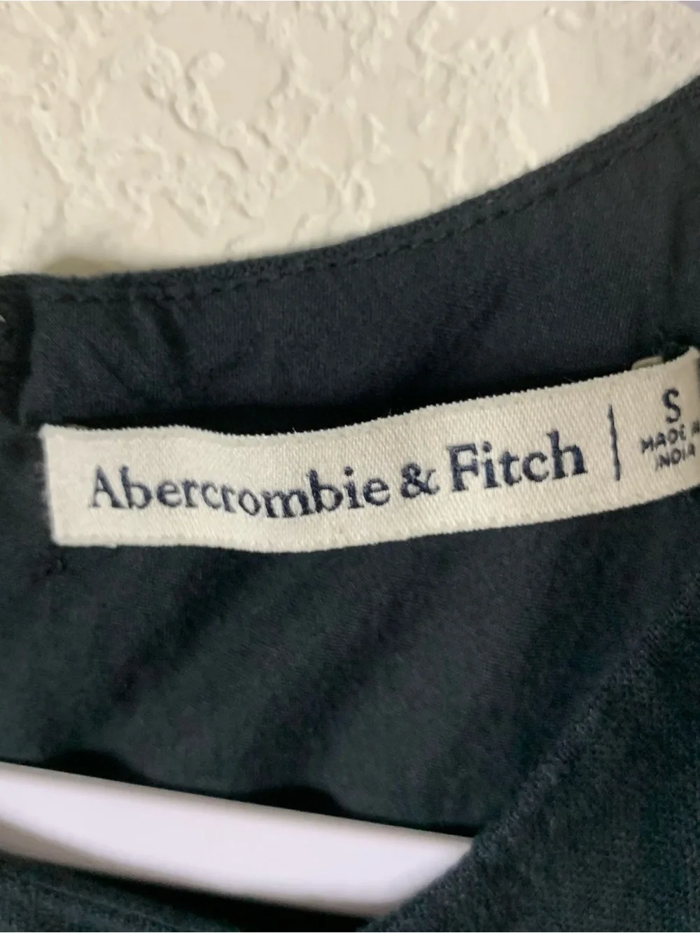 Abercrombie & fitch womens black High-Neck Linen-Blend Maxi Dress S